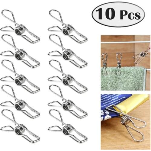 10pcs Stainless Steel Clothes Pegs Metal Clips Socks Clips Clothes Pins Multifunctional Clothing Blanket Clamps