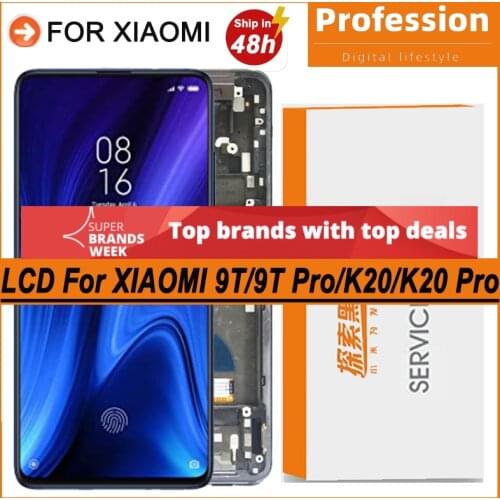100% Original 6.39'' AMOLED Display for Xiaomi Mi 9T Pro LCD Touch Screen Redmi K20 Pro Digitizer Repair Parts + Service Pack