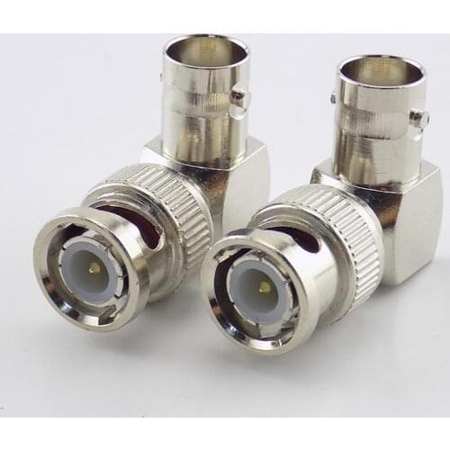 2Pcs BNC Male Connector Adapter L-shaped Right Angle to BNC Female Jacks Adapter for CCTV Security Video Surveillance System