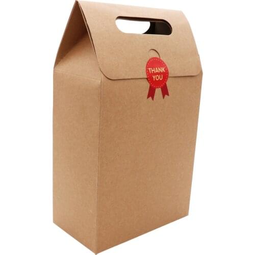 5pcs Kraft Paper Cake Food Holder Candy Box Gift Packing Boxes with Handle and Paste Christmas Birthday Wedding Party Supplies