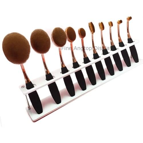 White Acrylic Makeup Brush Holder Cosmetic Storage Stand Jewelry Display 10 Holes