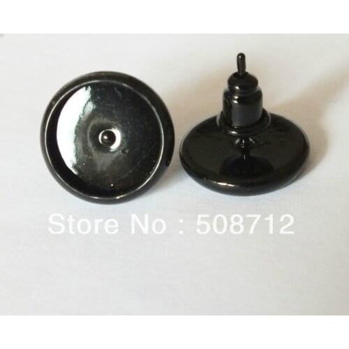 Free shipping!!! 300sets /lot 10mm Pad Black Earrings Stud , Blanks Base Tray Bezel Cameo Setting Post Bullet Stopper Back