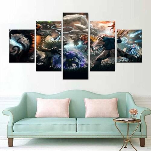Dota 2 Poster Framed Gallery Wrap Art Print Home Wall Decor Picture Print Modern Quadros Cartoon Character Oil Poster Bedside Ba