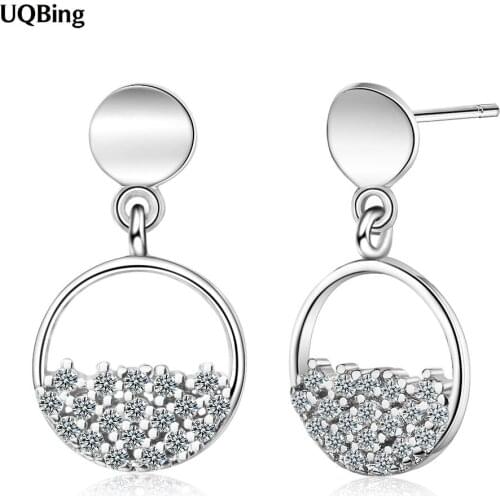 Double Circle Round CZ Zircon Engagement Stud Earrings For Women Gifts Jewelry Wholesale
