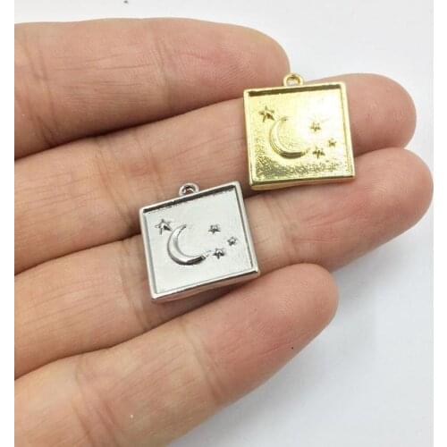 Eruifa New 10pcs 15mm Moon and Star Zinc alloy Charms Wholesales necklace,earring bracelet jewelry DIY handmade 2 colors