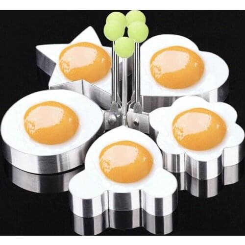 5 Shapes Stainless Steel Fried Egg Shaper Egg Mold DIY Breakfast Egg Pancake Rings Sandwich Kitchen Tools Utensil Baking Tools