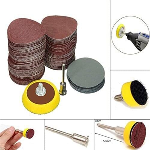 Flexible Tool Sandpaper+Grinding Disc Set Rotary Pads Cleaning Polishing Grit 1/8 Drill Accessories 1 Inch Kit Power Mini