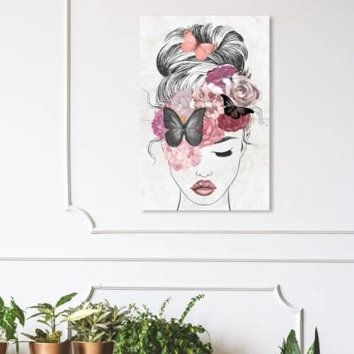 HD Print Home Decor Canvas Animal Butter Fly Poster Abstract Lady Painting Wall Art Modular Picture No Framework For Living Room