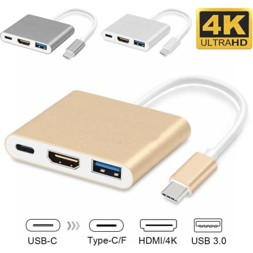 Type C USB 3.1 to USB-C 4K HDMI Adapter Cable 3 in 1 Hub For Samsung Note 9 8 S9