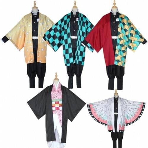 Demon Slayer Cos Kimono Kamado Tanjirou Nezuko Agatsuma Zenitsu Tsuyuri Kanawo Tomioka Giyuu Kochou Shinobu Cosplay Costumes
