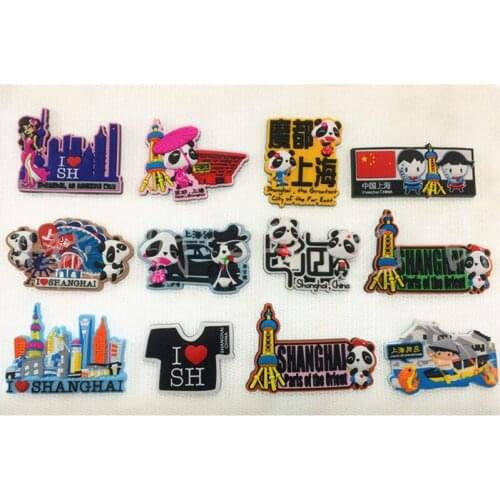 China Shanghai Fridge Magnets Souvenir Oriental Pearl TV Tower 3D Panda Silicone Refrigerator Magnetic Stickers Home Decoration