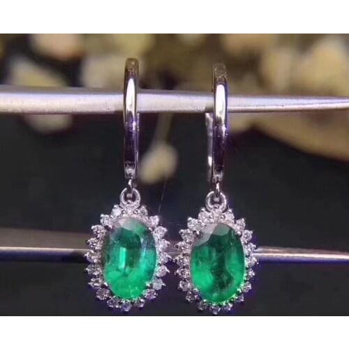 Most Popular Natural and Real Emerald Earring 925 Sterling Silver Fashion Earring For Women