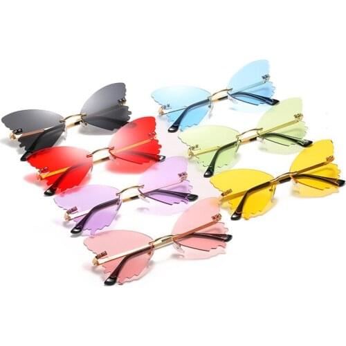 Fashion Frameless Butterfly Sunglasses Ladies Gradient Designer Rimless Sun glasses UV400 Eyewear Female Lunette De Soleil Femme