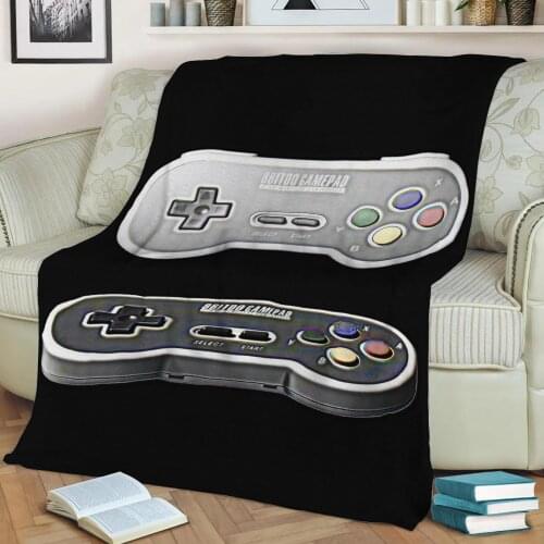Retro GamePad Throw Blanket Print on Sherpa Blankets Soft for Sofa Customized DIY Plush Thin Quilt