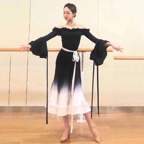 Latin Dance Dress Off-Shoulder Ballroom Dance Competition Dress Suit With Chest Pad Women Modern Dance Performance Dress DN9094