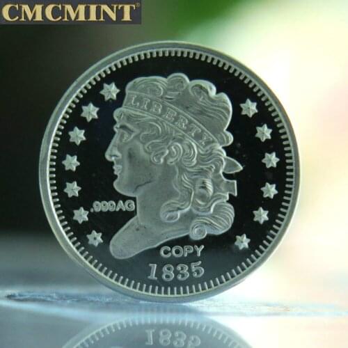 1 Gram Pure Silver 1835 Half Cent Round Coin A058