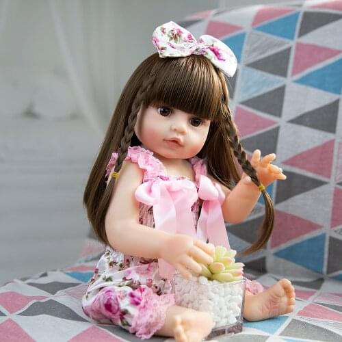 Real Silicone Doll Princess Silicone Dolls 22 Inch Lifelike Newborn Toddler Dolls Toy Kids Playmate Birthday Gift