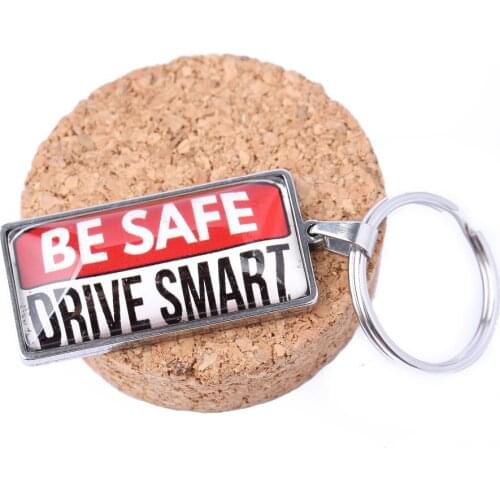 Reidgaller drive safe keychain 19x38mm retangle glass cabochon key chain stainless steel key ring birthday christmas gift