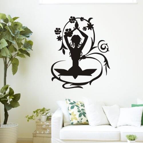 Removable Flower Yoga Women Wall Sticker Home Decor Wall Decal Vinyl DIY Home Decoration Wall Mural Living Room Wall Paper D-9