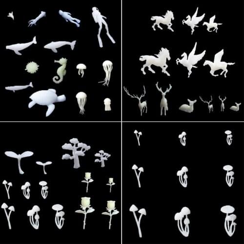 Silicone Mini Mushroom Tree Modeling Resin Mold Rose Deer Landspace Fillings Resin Jewelry Casting Fillers Kit Art Craft