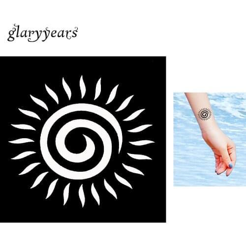 New 1 Piece Fake Henna Tattoo Stencil Sun Flower Style DIY Airbrush Mehndi Small Henna Indian Stencil for Body Art Painting G133