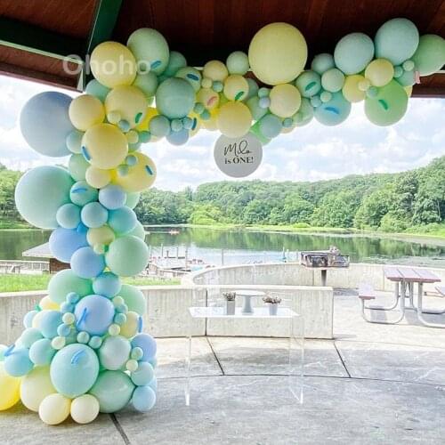 153pcs Blue Green Yellow Macaron Pastel Balloon Arch Kit Baby Shower Birthday Party Decorations Wedding Air Balloon Set Garland