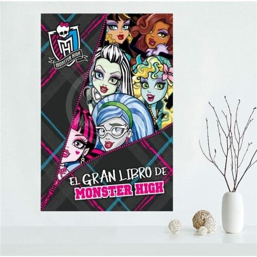 YJW523-L16 Custom Monster High Canvas Painting Wall Silk Poster cloth print DIY Fabric Poster FF-14