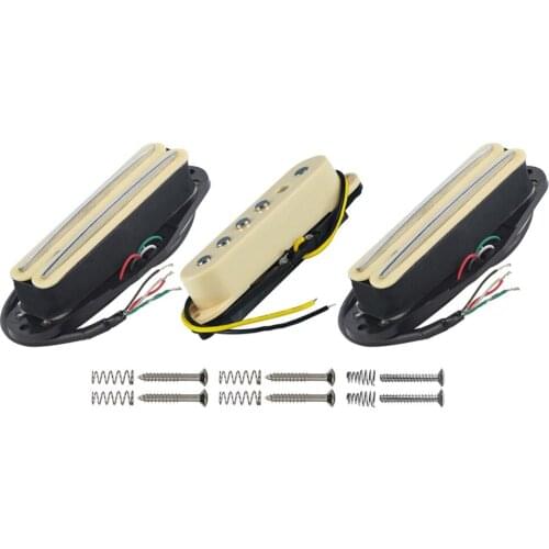 Yellow ,3pcs Ceramic Magnet Neck/Middle/Bridge Pickup HSH Set Dual Hot Rail Humbucker Pickups & Guitar Single Coil Pickup