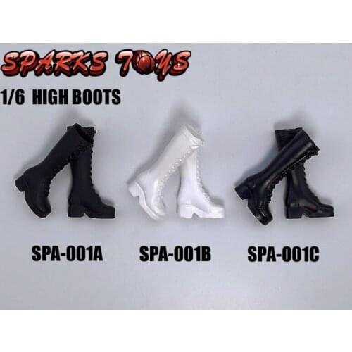 SPA-001 1/6 Scale Womens High-top Boots with Three Colors Female Shoes Empty Inside Fit 12" Action Figure Body