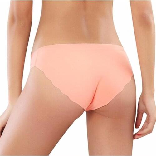 Women Brief Original New Ultra-thin Seamless Traceless Sexy Lingerie Trimming Ruffles Underwear M/L/XL Plus Size PINK Panties