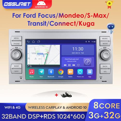 2020 Car DVD 7" gps For Ford Focus Transit C-MAX Mondeo Fiest GPS Navigation Mirror link DAB+ Free rear camera 16GB Map card