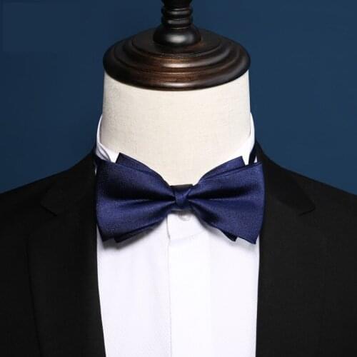 2020 Brand New Fashion Mens Bow Ties Double Fabric Blue Red Silk Bowtie Banquet Wedding Bridegroom Butterfly Tie with Gift Box
