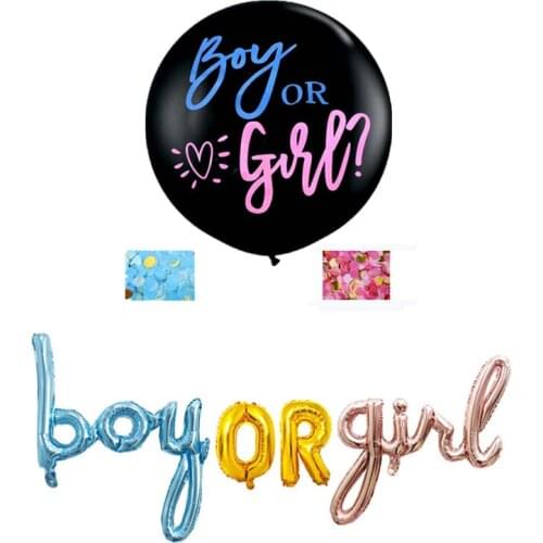 36inch Large Black Latex Balloon Background Articles for Party Decoration Gender Reveal boy or girl Foil Balloon