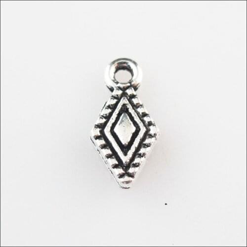 60 New Charms Lozenge Teardrop Tibetan Silver Color Pendants 6.5x13mm