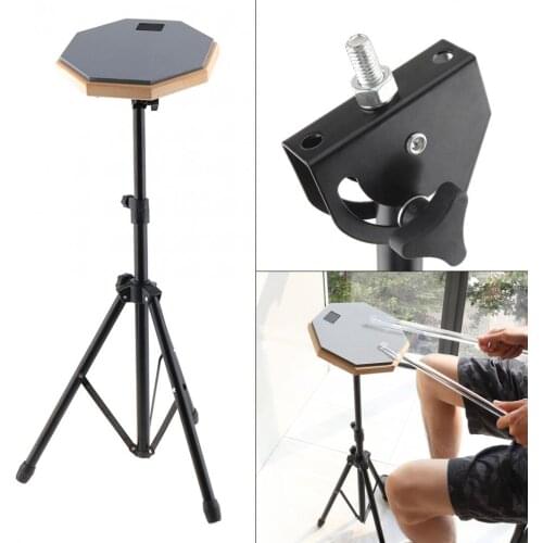 Musical Instrument Drum 8 Inch Rubber Wooden Dumb Drum 46.5-80.1cm Stand Height Practice Training Drum Pad with Stand