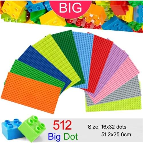 32*16 Big Dots Baseplate for Large Building Block compatible Duplo DIY Base Plate MOC Loose Brick 51.2*25.6cm