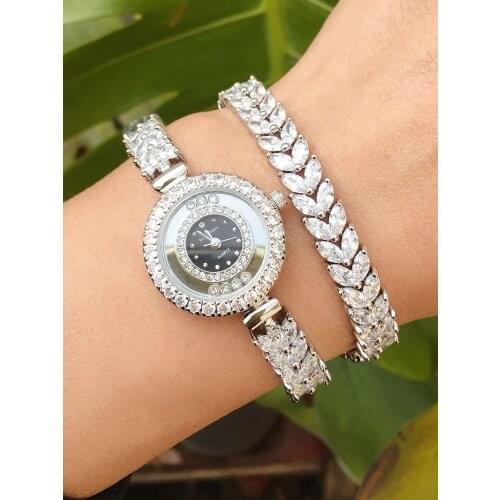 Jankelly Qualtiy AAA Zircon Elements Leaf Austrian Crystal Bracelet Watch for Wedding Party Fashion Jewelry Made with Wholesale