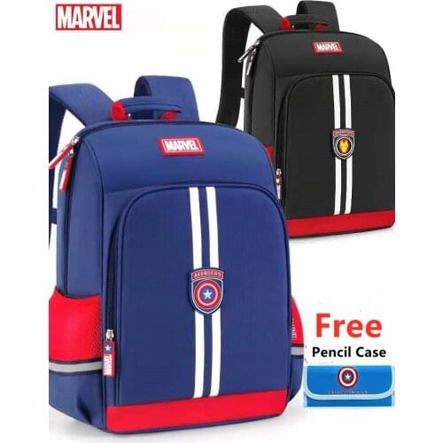 Disney Marvel School Bags For Boys Primary Student Shoulder Backpack Spider Iron Man Captain America Grade 1-4 Kids Gift Mochila