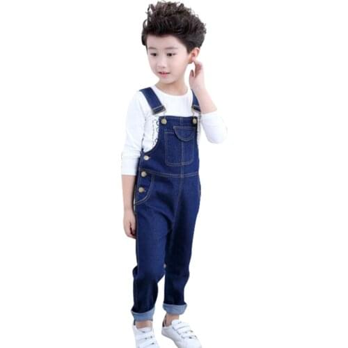 Girls Denim Jumpsuit 2021 New Girl Jumpsuit Solid Color Overalls for Kids Clothes Casual Teens Rompers Girls Pants