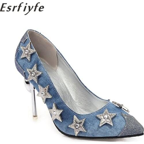 ESRFIYFE 2020 New Shallow Fashion Womens High Heels Shoes Pointed Toe Women Pumps Thin Heel Female Party Shoes Large Size 34-48
