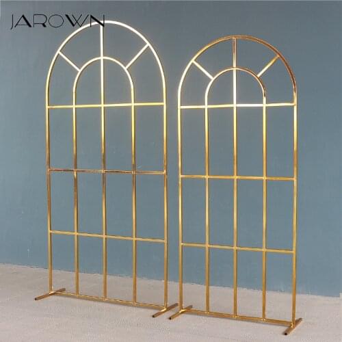 JAROWN Shiny Gold Wedding Arch Screen Flower Stand Wedding Background Decoration Balloon Arch Home Birthday Party Decor Gilded