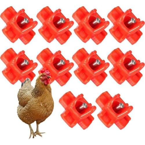 10Pcs Poultry Chicken Nipple Drinker Drinking Fountain Red Spring Type Mouth Water Poultry Farming Feeding Equipment