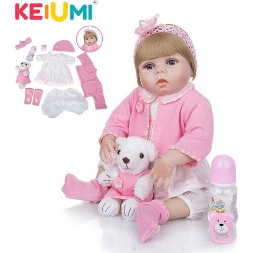 KEIUMI 23 Gold Hair Reborn Menina Boneca Silicone Full Body Bathe Realistic Princess Baby Doll Reborns For Child Birthday Gift