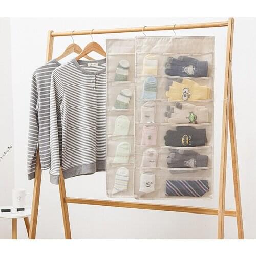 Best selling Storage bag double-sided fabric hanging bag hanging wardrobe hanging wall hanging for personal underwear