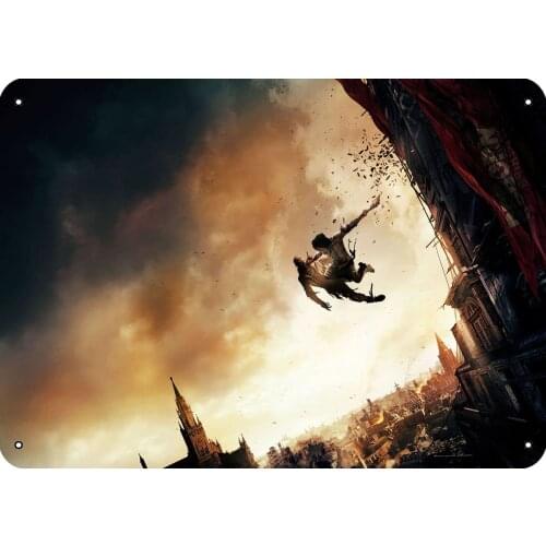 Metal Wall Sign Handsome Man City Landscape Family Living Room Art Wall Decoration Retro Square Metal Sign 8X12 Inch