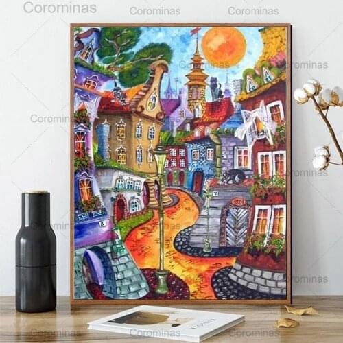 Cartoon House Canvas Painting Modular Hd Posters and Prints Abstract Wall Art Drawing Pictures Kits Unique Gift Home Decoration