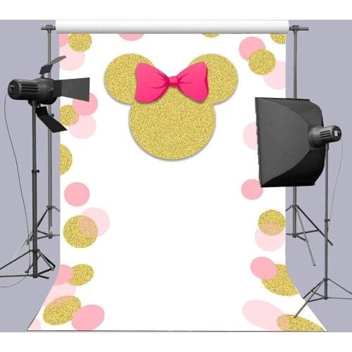 Mouse Birthday Backdrop Cartoon Party Pink Girl Decoration Kids Baby Shower Newborn Customize Background Photocall