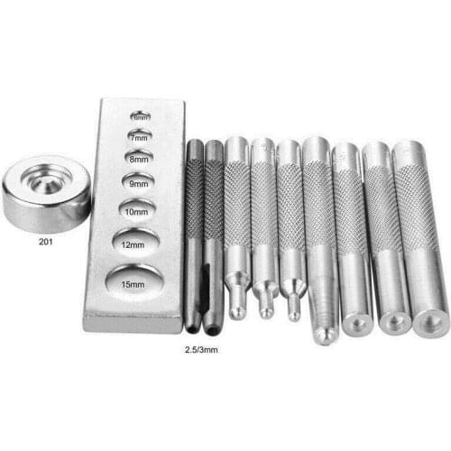 11 PCS Eyelet Punch Die Tool Set Kits Rivet Setter Base Leather Craft Kit Metal Leather Punching Tools DIY Leather Craft Tools