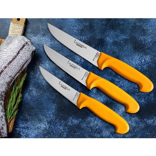 Lazbisa Kitchen Knife Set Meat Sacrifice Butcher Knife Gold Series Set of 3 (0-1-2) Набор кухонных ножей