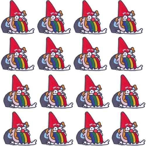 Prajna 10PCS Cartoon Rainbow Stripes Patch On Clothes Embroidery Patches For Clothing Iron On Patch DIY Cute Patches For Clothes